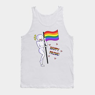 Happy Pride Flag Black Tank Top